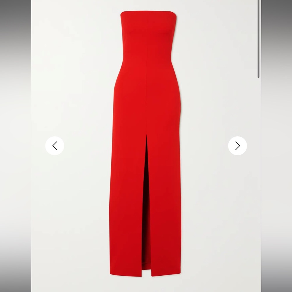 SOLACE LONDON RED STRAPLESS FORMAL GOWN